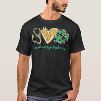 Stethoscope Love Shamrock Nurse St Patrick's Day G T-Shirt