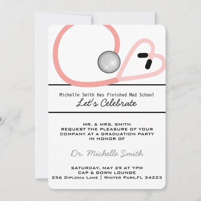 Stethoscope Medical Doctor Graduation Announcement (Front)