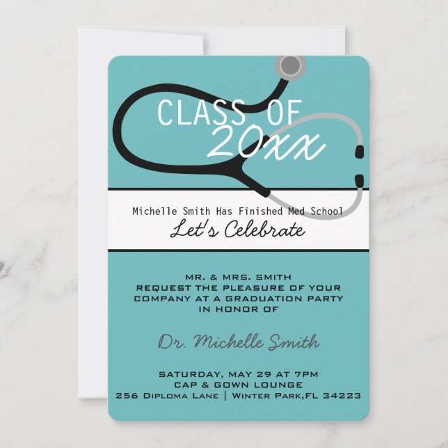 Stethoscope Medical Doctor Graduation Announcement (Front)