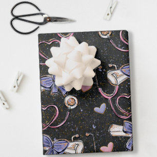 Stethoscope Medical Graduation Wrapping Paper Sheet