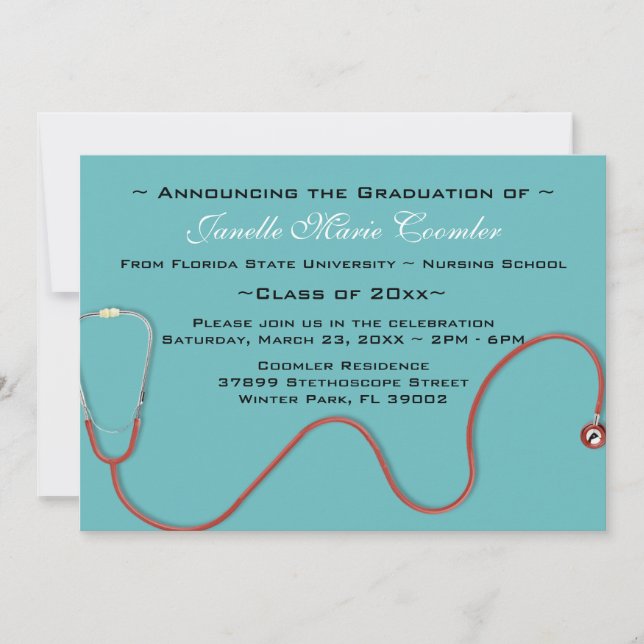 Stethoscope Medical School Graduation Invitation (Front)