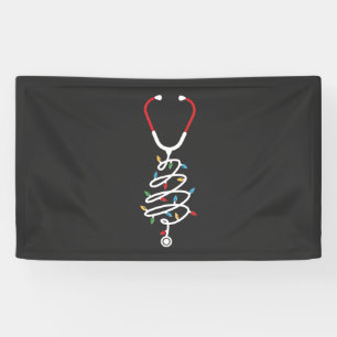 Stethoscope Medical Supplies Christmas Tree Lights Banner