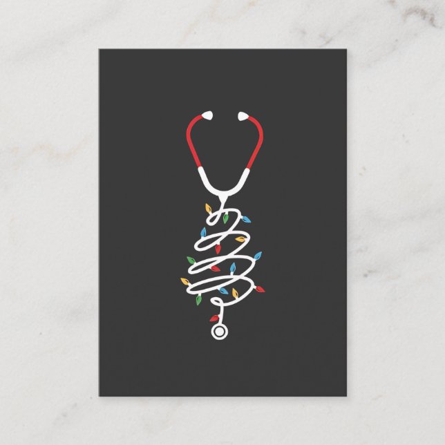 Stethoscope Medical Supplies Christmas Tree Lights Business Card (Front)