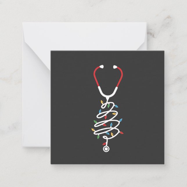 Stethoscope Medical Supplies Christmas Tree Lights Card (Front)