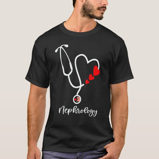 Stethoscope Nephrology Nurse Happy Valentines Day T-Shirt (Front)