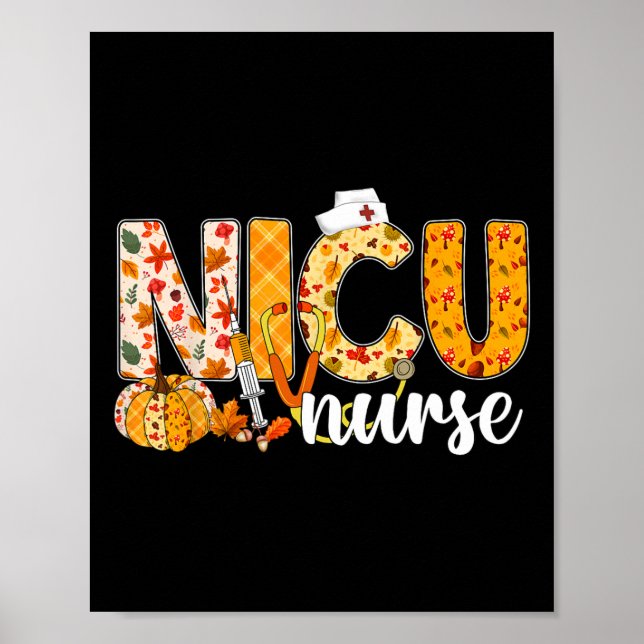 Stethoscope Nicu Nurse Fall Yall Autumn Leaves Tha Poster (Front)