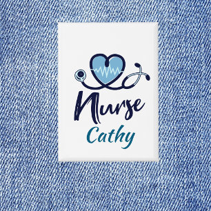 Stethoscope Nurse Blue Heart Personalise