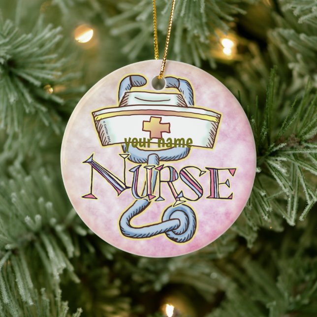 Stethoscope nurse  ceramic ornament (Tree)