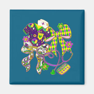 Stethoscope Nurse Happy Mardi Gras New Orleans Fle Magnet