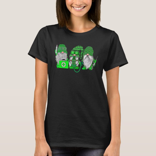 Stethoscope Nurse Life Irish Gnomes Nurse St. Patr T-Shirt (Front)