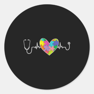 Stethoscope nurse nursing scrub autism awareness classic round sticker