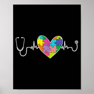 Stethoscope nurse nursing scrub autism awareness poster