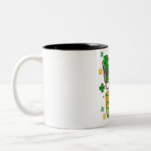 Stethoscope Nurse St Patrick's Day Lucky Nurse Sha Two-Tone Coffee Mug