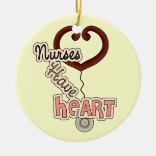 Stethoscope Nurses Have Heart T-shirts and GIfts Ceramic Ornament