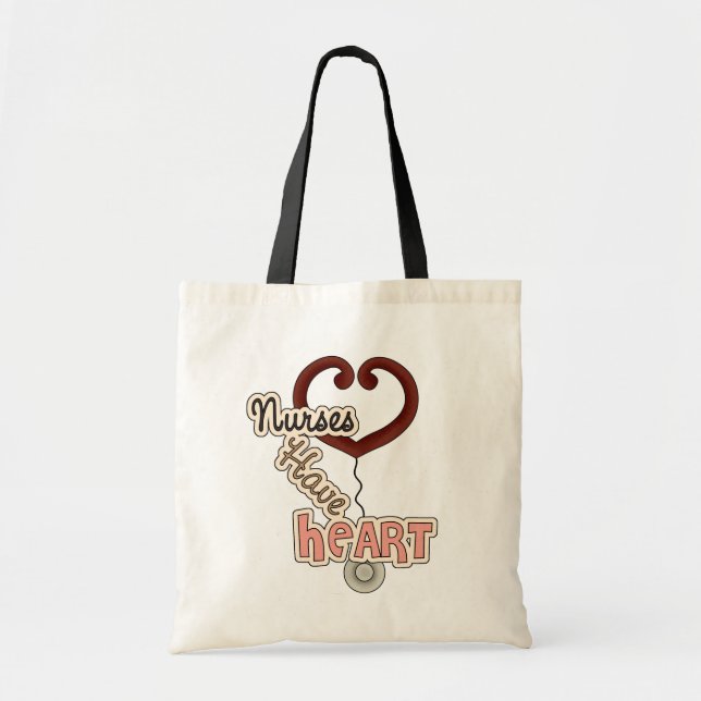 Stethoscope Nurses Have Heart T-shirts and GIfts Tote Bag (Front)