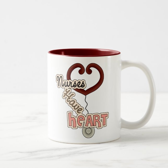 Stethoscope Nurses Have Heart T-shirts and GIfts Two-Tone Coffee Mug (Right)