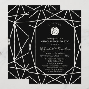 Stethoscope Nursing School Grad Party Geometric Invitation