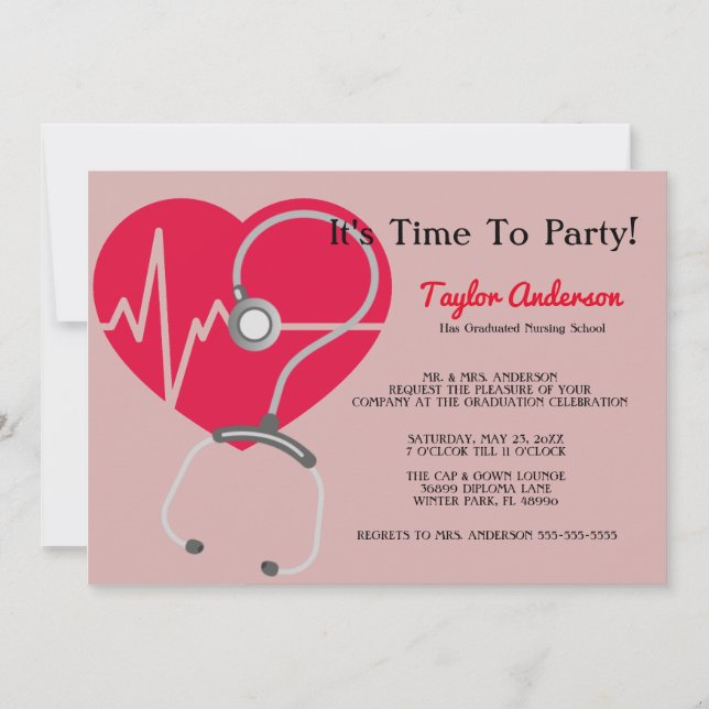 Stethoscope Nursing School Graduation Announcement (Front)