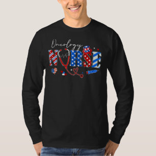 Stethoscope Oncology Nurse American Flag 4th Of J T-Shirt
