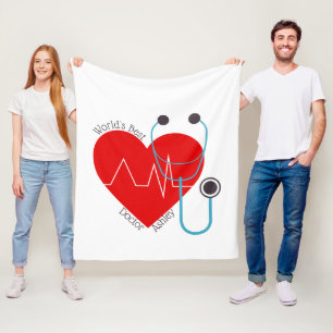 Stethoscope Personalised World's Best Doctor Nurse Fleece Blanket
