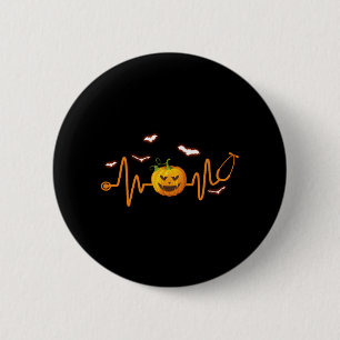 Stethoscope Pumpkin Funny Nurse Halloween Costume 6 Cm Round Badge