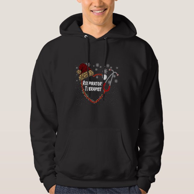 Stethoscope Respiratory Therapist Christmas Nurse  Hoodie (Front)