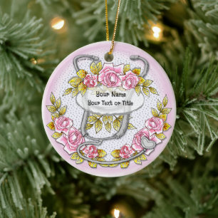 Stethoscope Roses  Ceramic Ornament