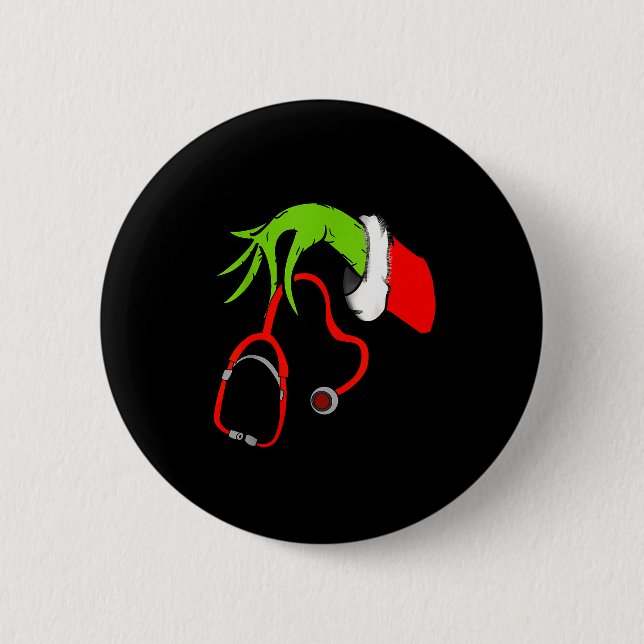 Stethoscope Santa Funny Christmas Xmas Nurse Nursi 6 Cm Round Badge (Front)