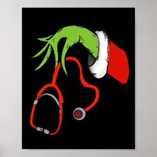 Stethoscope Santa Funny Christmas Xmas Nurse Nursi Poster