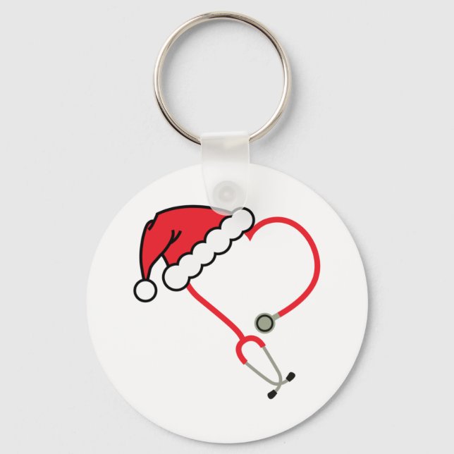 Stethoscope Santa Premium Scoop  Key Ring (Front)