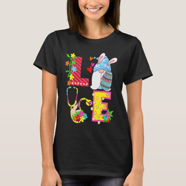 Stethoscope Scrub Life Nurse Bunny Easter Day T-Shirt (Front)