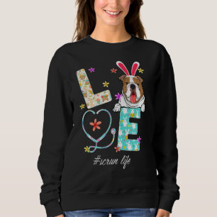 Stethoscope Scrub Life Nurse English Bulldog Easte Sweatshirt