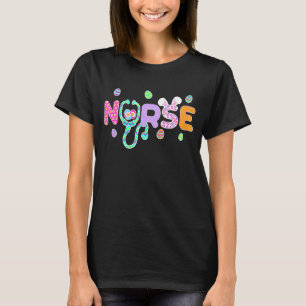 Stethoscope Scrub Nurse Life Easter Day Cute Bunny T-Shirt