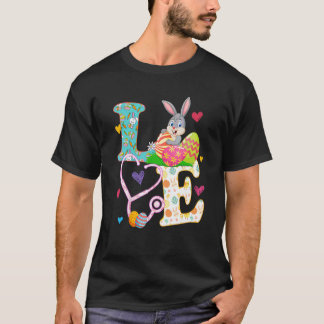 Stethoscope Scrub Nurse Life Easter Day Cute Bunny T-Shirt
