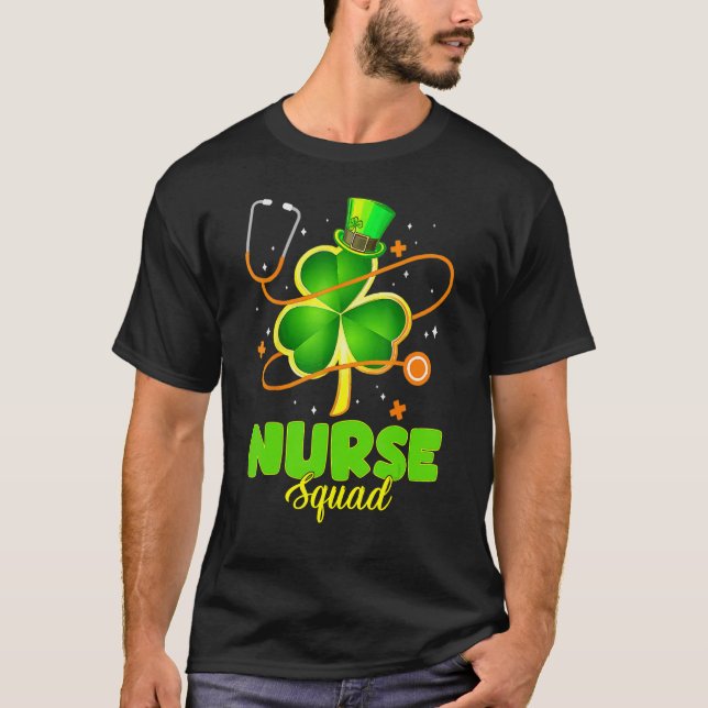 Stethoscope Shamrock Nurse Squad St Patrick Day Wo T-Shirt (Front)