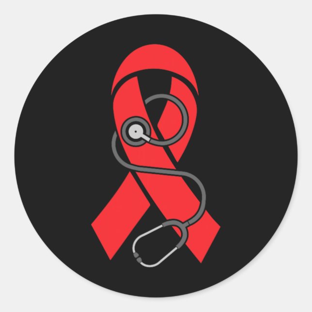 Stethoscope- Sickle Cell Anaemia Awareness Support Classic Round Sticker (Front)