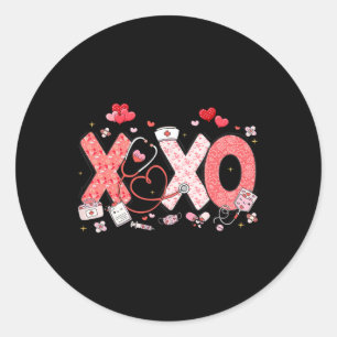 Stethoscope Valentine For Nurse Xoxo Nurse Valenti Classic Round Sticker