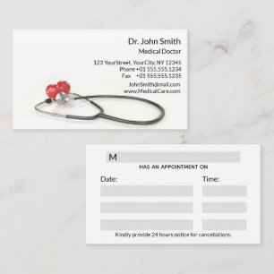 Stethoscope with Heart   Medical Care & Healthcare Appointment Card