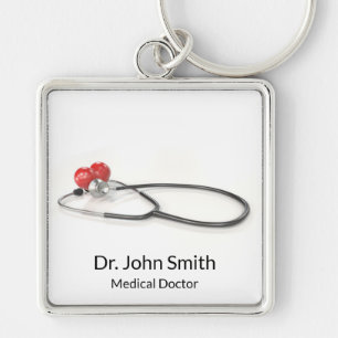 Stethoscope with Heart   Medical Care & Healthcare Key Ring