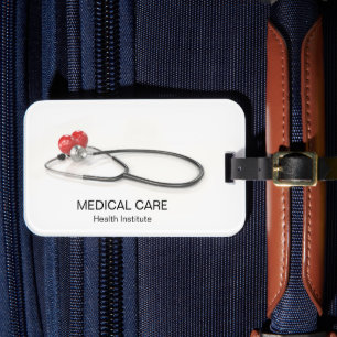 Stethoscope with Heart Medical Care & Healthcare Luggage Tag