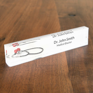 Stethoscope with Heart   Medical Care & Healthcare Nameplate