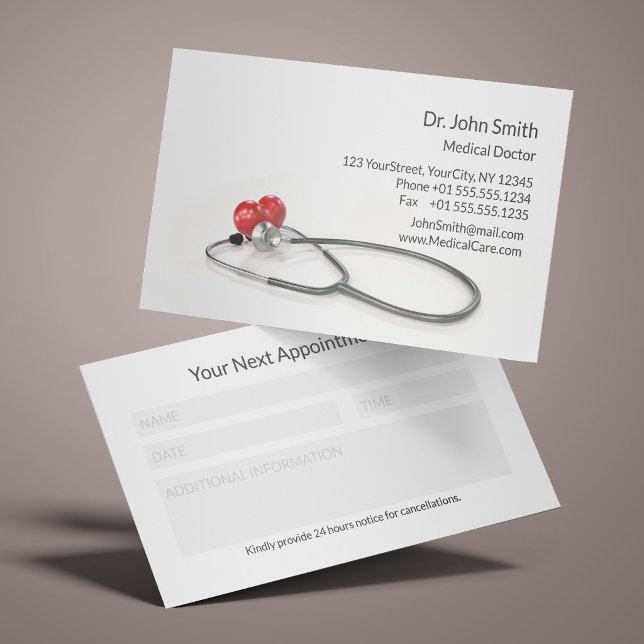 Stethoscope with Heart with Notes Section Medical  Appointment Card (Creator Uploaded)