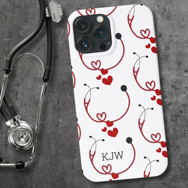 Stethoscopes and Hearts Monogram  Case-Mate iPhone Case (Creator Uploaded)