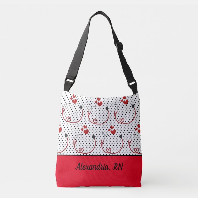 Stethoscopes, Hearts and Polka Dots Signature Tote (Front)