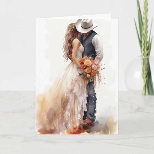 Stetson & Lace Wedding: Cowboy Elegance Card (Front)