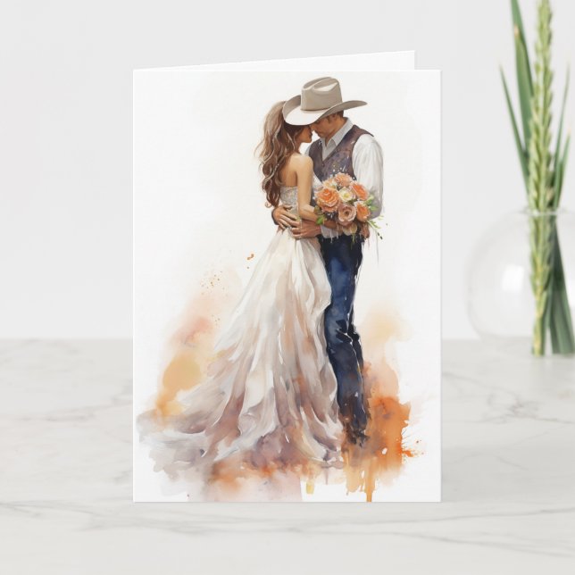 Stetson & Lace Wedding: Lassoed Hearts Card (Front)