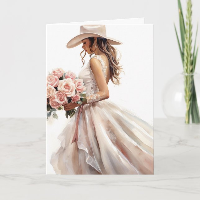 Stetson & Lace Wedding: Rustic Rose Card (Front)