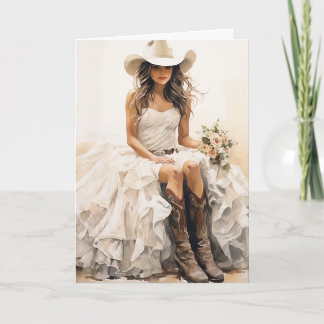 Stetson & Lace Wedding: Sunset Bloom Bride Card (Front)