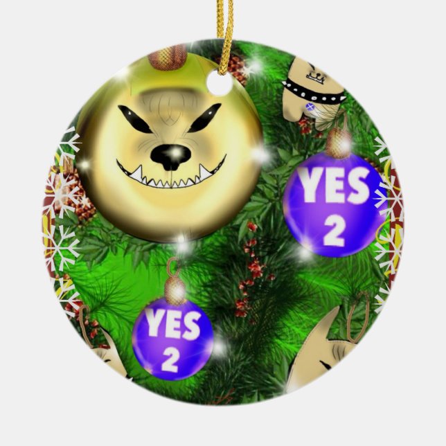 Steve fur yes! ceramic ornament (Front)