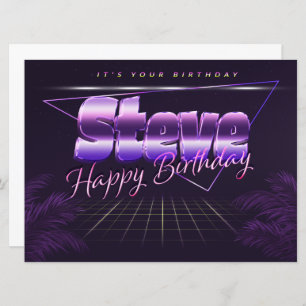 Steve Name First name lila retro card Birthday